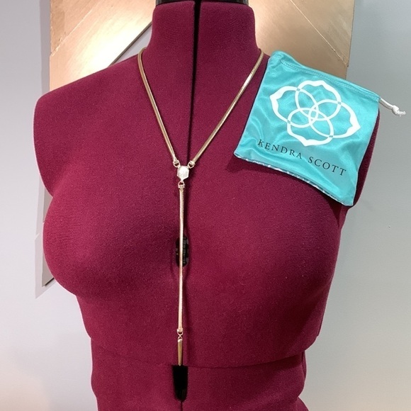 Kendra Scott Starla Long Y Necklace Drusy & Gold - Picture 6 of 8